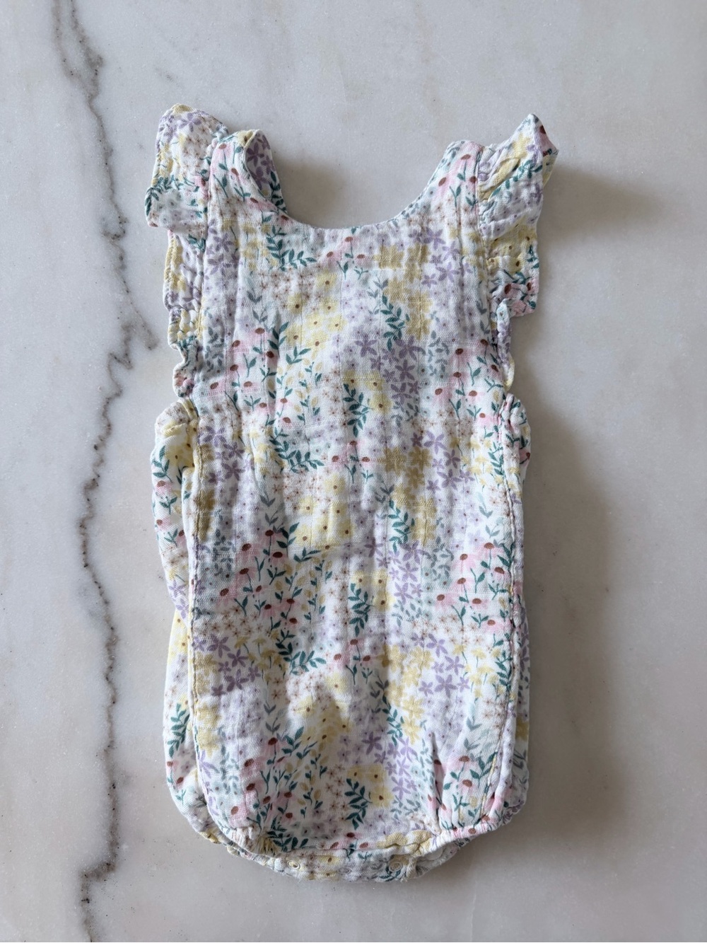 NBW Angel Dear Pastel Floral Ruffle Romper - Floral